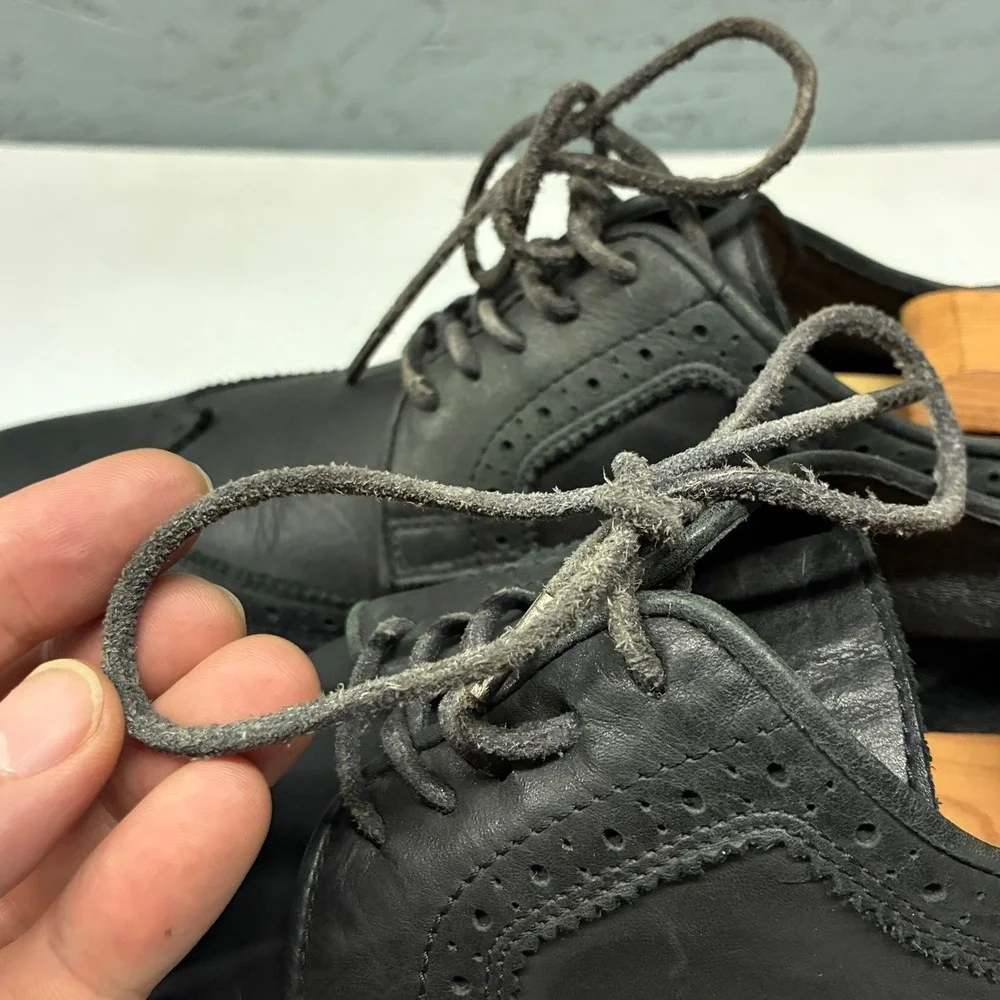 AllSaints Escher Brogues Oxford Shoes Mens 10 Black Wingtip Lug Sole Chunky